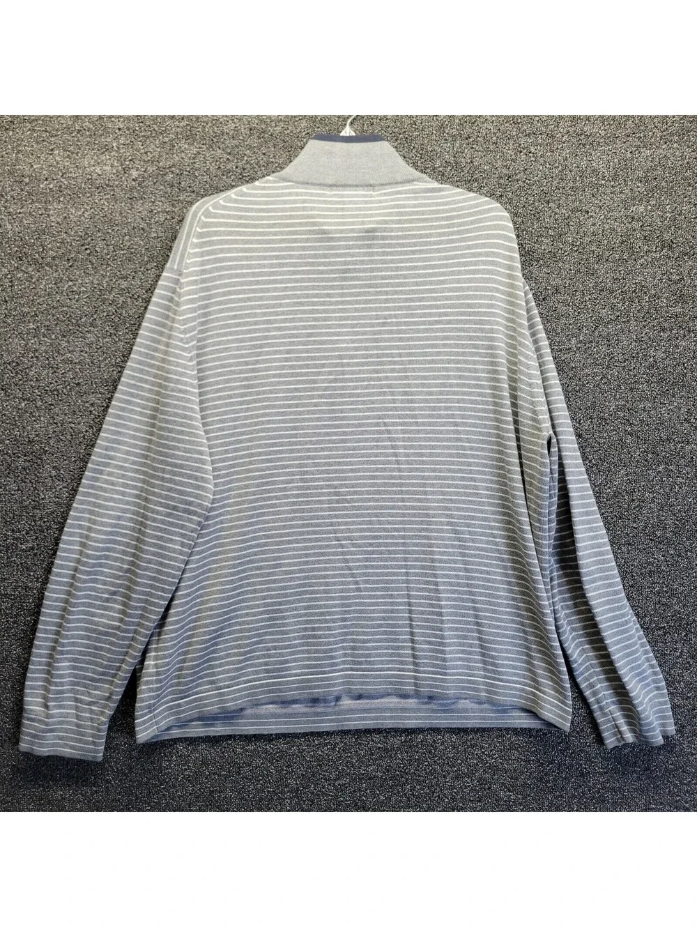 Banana Republic Sweater Men's Sz XL Gray Stretch Pima Stripe Long Sleeve 1/4 Zip
